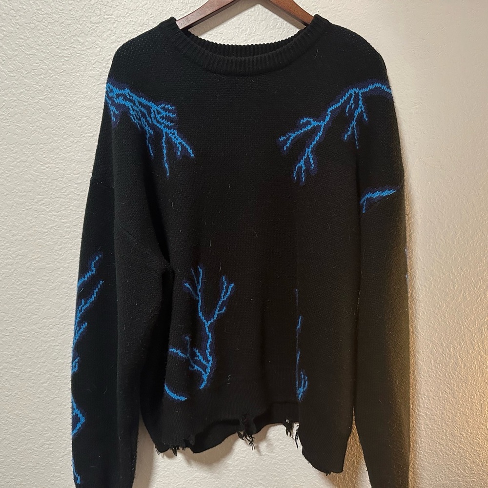 PacSun Black and Blue Crewneck Sweater